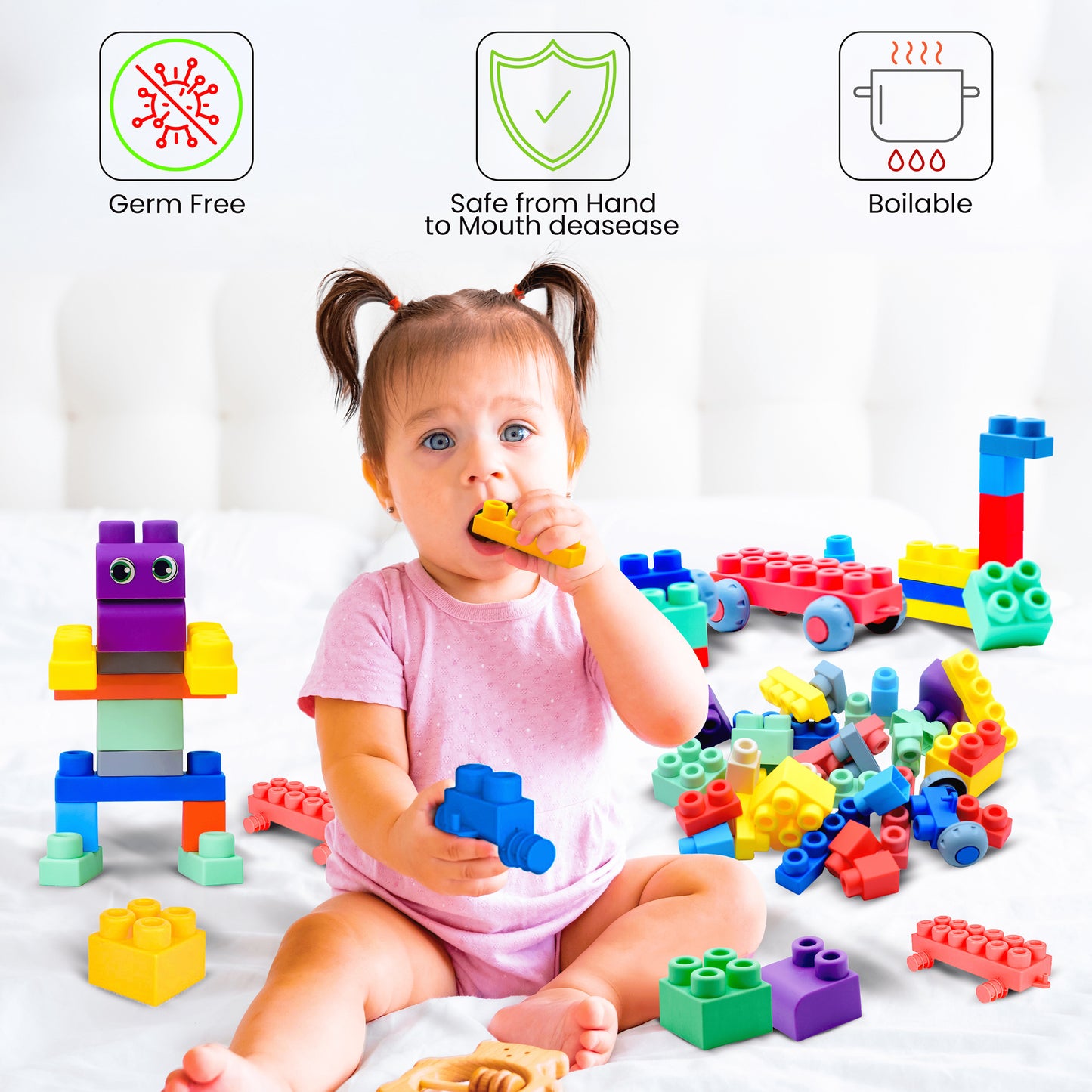 Top Grade 80 PC Multi Color Soft Large Building Blocks Preschool Toys with Storage Box- Kids Sensory Toys- Toddler Toys for Boys Girls- Building Blocks for Toddlers 1-3- STEM Learning Toys