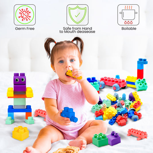 Top Grade 80 PC Multi Color Soft Large Building Blocks Preschool Toys with Storage Box- Kids Sensory Toys- Toddler Toys for Boys Girls- Building Blocks for Toddlers 1-3- STEM Learning Toys